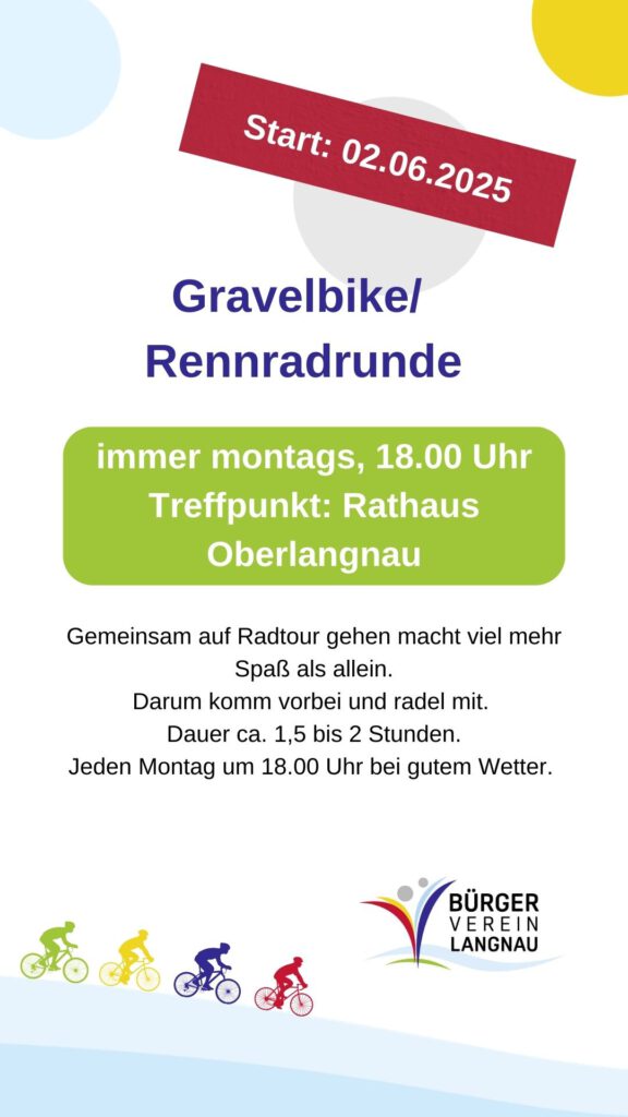 Einladung zur Rennradrunde des BV Langnau.
